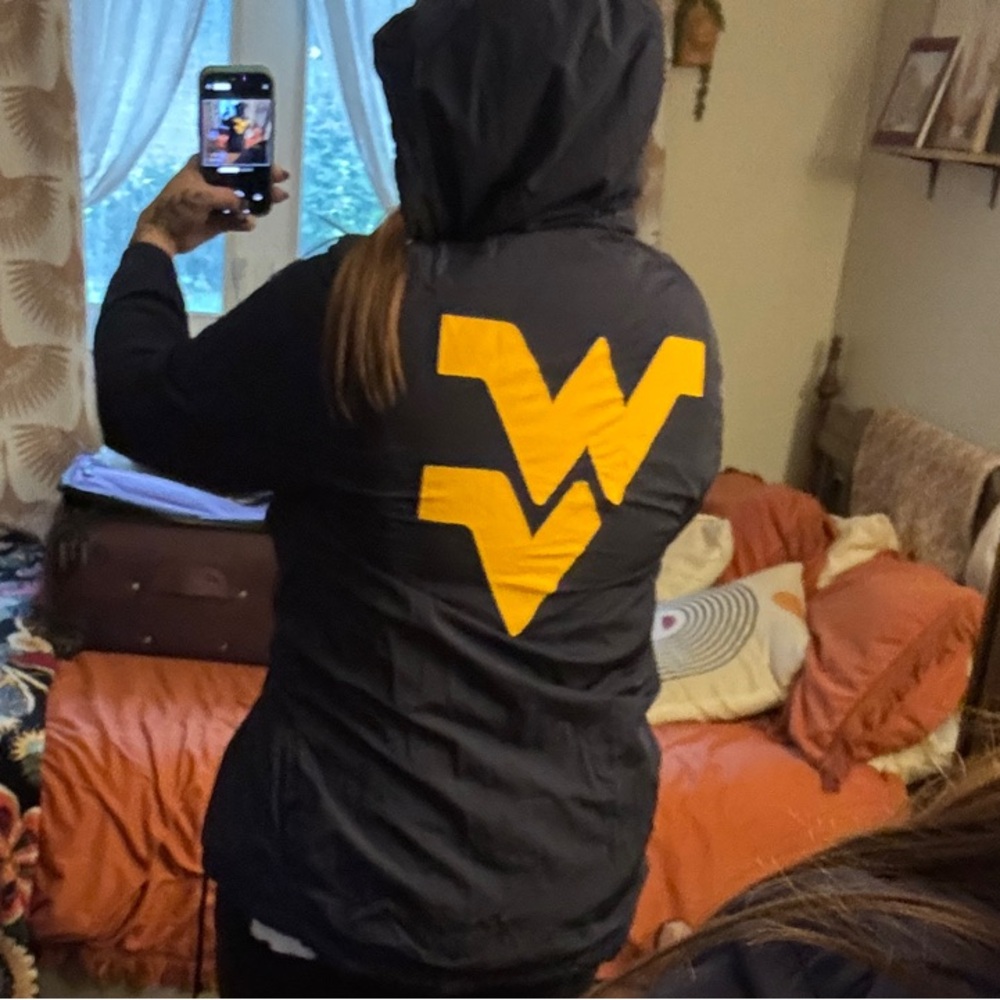 Victorias Secret PINK WVU Rain Jacket with Yellow WV Logo, XS/S